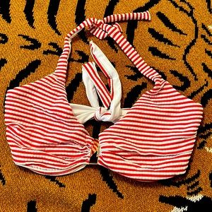 Melissa Odabash Red & White Stripe Bikini Top. Size 14
